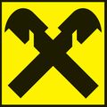 Ein gelbes Quadrat mit zwei gekreuzten schwarzen Schraubenschlüsseln in der Mitte, die eine 'X'-Form bilden.