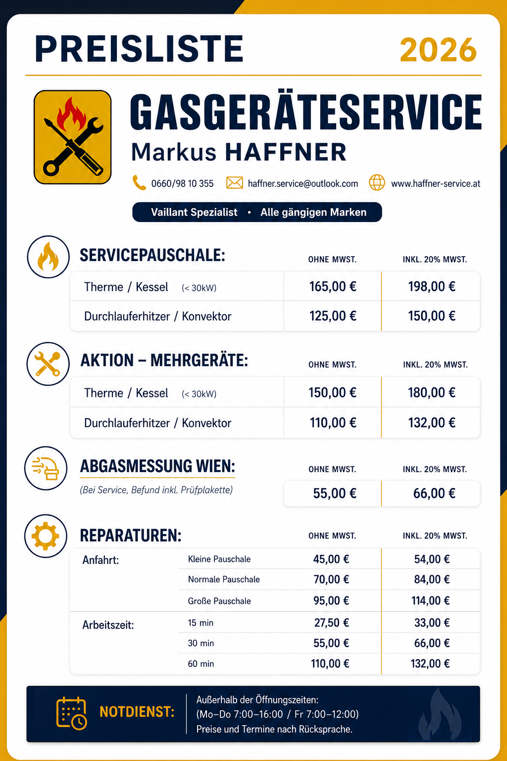 Preisliste 2026