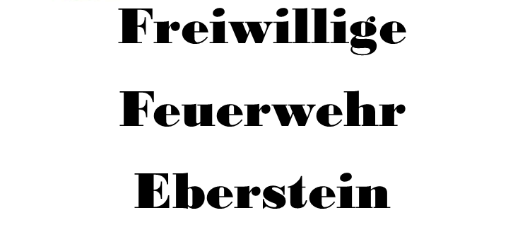 Das Bild zeigt das Logo der Freiwilligen Feuerwehr Eberstein, einer Freiwilligen Feuerwehr. Das Wappen hat rote und weiße Farben und ein Wildschwein-Symbol.