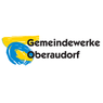 Das Logo für Gemeindewerke Oberaudorf mit einem blauen und gelben Kreis und weißem Text.