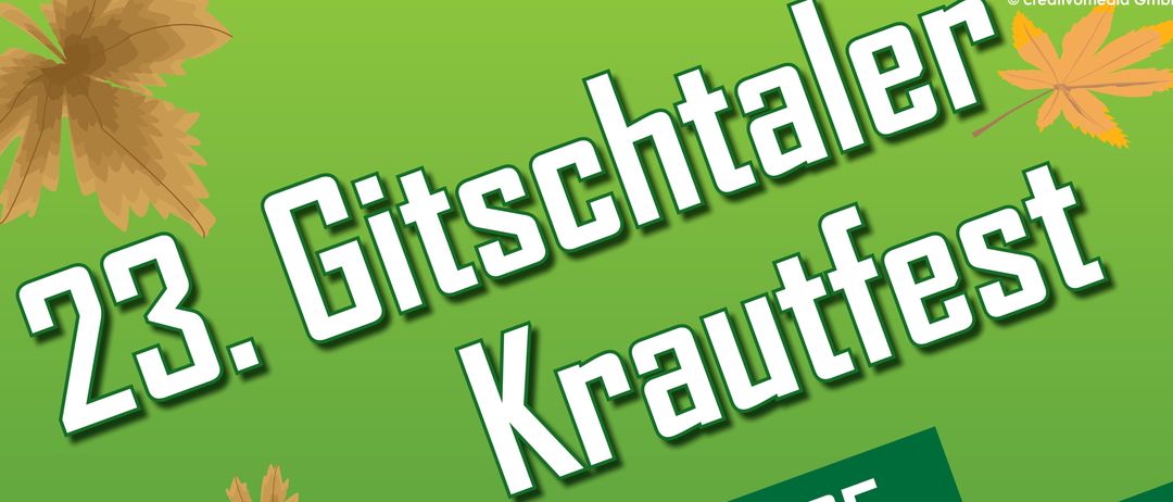 Plakat für das 23. Krautfest, Sonntag, 5. Oktober 2025, Beginn um 9 Uhr in WeiBbriach. Zeigt einen Vogelscheuche, Herbstblätter und Details zur Veranstaltung.