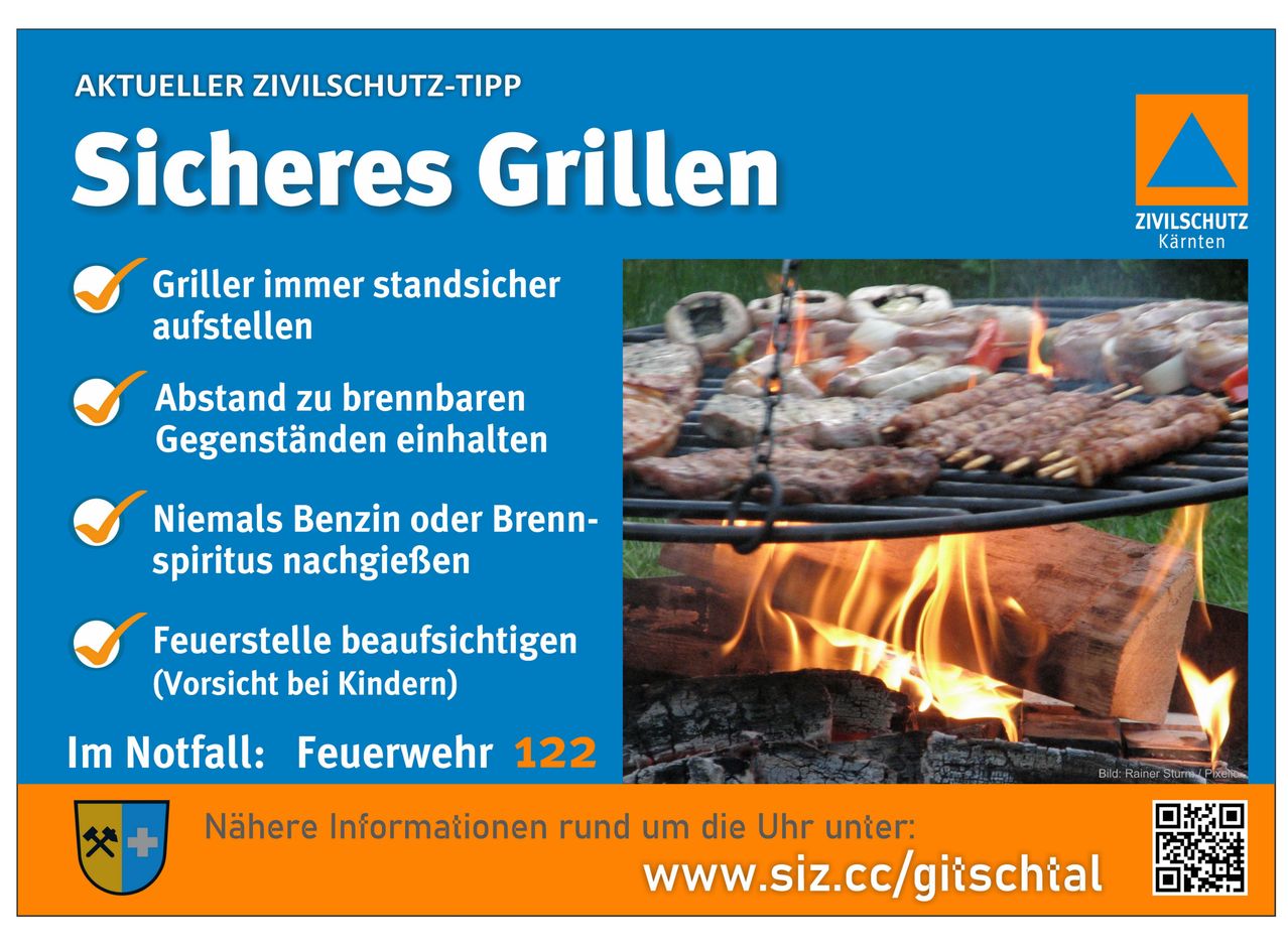 Sicherheitstipp: Halten Sie immer einen sicheren Abstand zu brennbaren Gegenständen ein. Geben Sie niemals Benzin oder Spiritus nach. Seien Sie vorsichtig bei Kindern. Im Brandfall rufen Sie die Feuerwehr 122 an.