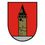 Breitenbrunn am Neusiedler See-Logo. Ein roter Schild mit einem Turm in der Mitte, umgeben von einem schwarzen Rand.