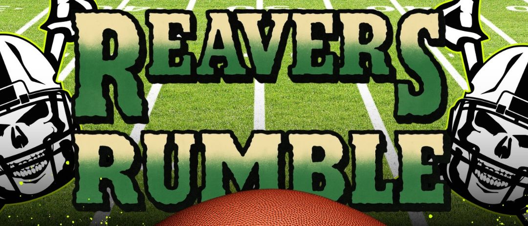 Plakat für 'Rivers Rumble' am 30. August 2025 auf dem St. Nikolai O.D.R. Fußballplatz. Mit einem Football, Helmgrafiken und Herausforderungen wie Neunmeterschießen, Feldtor-Challenge und Football-Pong.