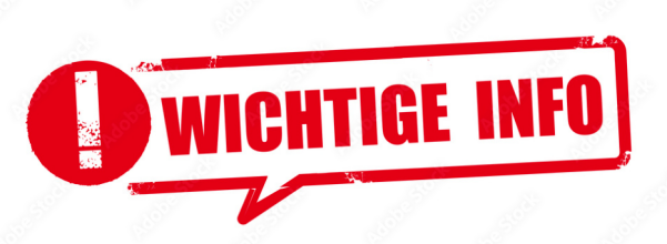 A red speech bubble stamp with the words 'Important Info' in bold letters. The exclamation mark is red, and the speech bubble is white. The background is white.