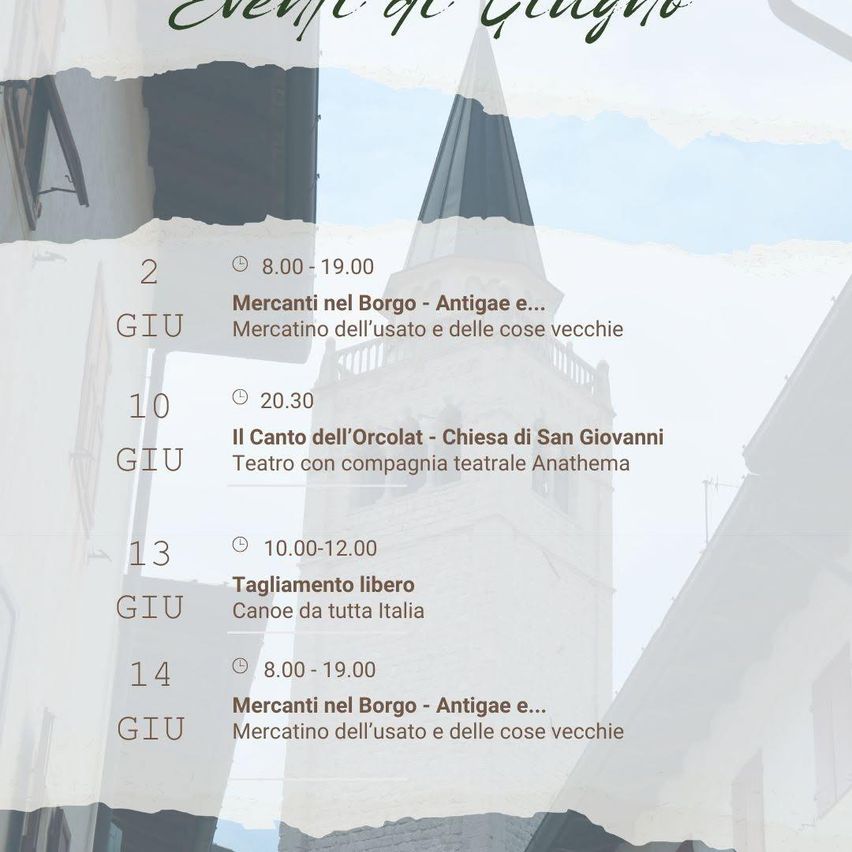 Ein Zeitplan für Juli mit einem Markt, einer Theateraufführung und einem kostenlosen Konzert. Der Markt öffnet um 8 Uhr und schließt um 19 Uhr. Die Theateraufführung ist um 20:30 Uhr. Das kostenlose Konzert beginnt um 10 Uhr und endet um 12 Uhr.
