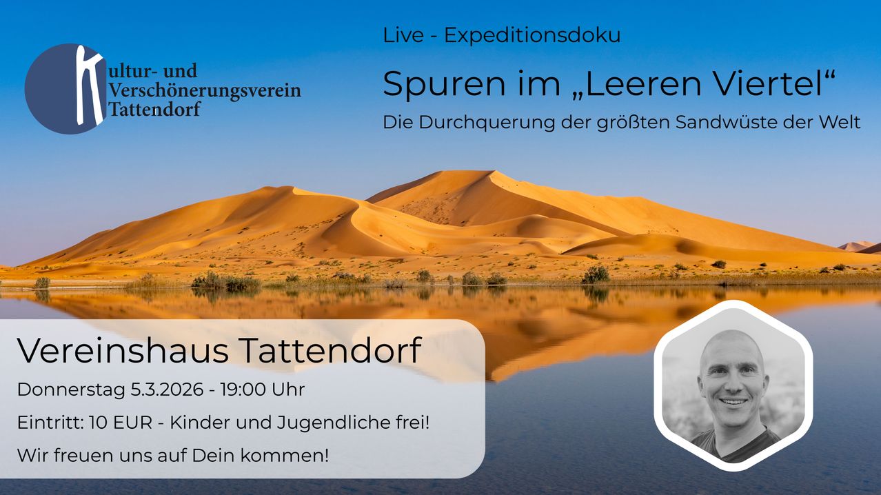 Ein Live-Expeditionsdokument zeigt eine Wüste mit großen Sandsäulen und einem klaren blauen Himmel. Die Veranstaltung ist für Kinder und Jugendliche kostenlos.