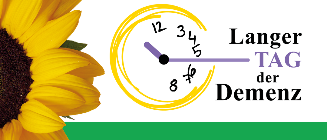 Plakat für die 'Lange Nacht der Demokratie' mit einer Sonnenblume, einer Uhr und einem Datumsbereich vom 11. bis 28. September.