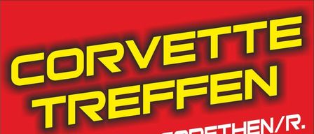 Plakat für Corvette Treffen, am 7. September 2025 in 8321 St. Margarethen/R. Hügellandhalle, Beginn 10 Uhr. Chevrolet Corvette Logo. Kontakt: 0664/85 87 780.