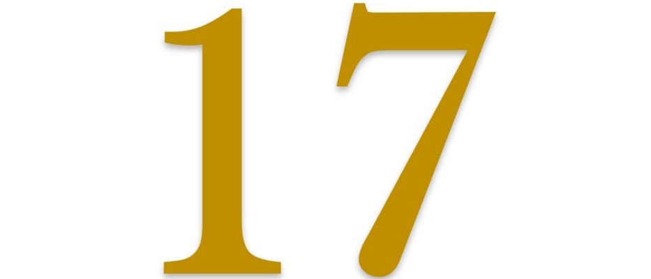 Das Bild zeigt die Nummer 17 in gelber Schrift auf weißem Hintergrund.