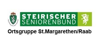 Logo für den Steirischen Seniorenbund Ortsgruppe St. Margarethen/Raab. Grüner Hintergrund mit dem Text STEIRISCHER SENIORENBUND. Zwei Embleme befinden sich auf beiden Seiten des Textes.