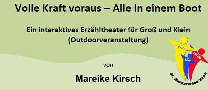 Interaktives Erzähltheater für Groß und Klein am 13.06.2026 um 15:00 Uhr. Treffpunkt im Garten der Volksschule St. Margarethen/R. Kosten: 7€ mit Anmeldung, 10€ ohne. Freier Eintritt für Eltern-Kind-Pass-Besitzer. Anmeldung bis 3 Tage vor der Veranstaltung.