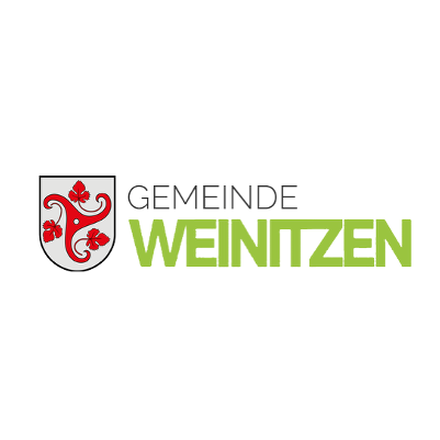 Das Logo der Gemeinde Weintzen, mit einem roten und weißen Emblem mit komplexen Designs. Der Text lautet 'GEMEINDE WEINTZEN' in Grün.