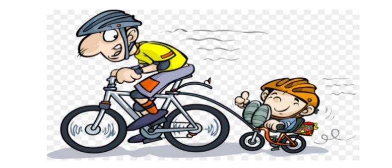 Poster für eine Fahrradveranstaltung. Datum: Sonntag, 31.08.2025. Abfahrt: 10:00 Uhr. Ort: Spielplatz. Strecke: ca. 35km. Route beinhaltet Oslip, St. Margarethen, Trausdorf, Wulka, prodersdorf, Zagersdorf, Klingenbach. Mittagessen im Weinwirthhaus Wlaschits in Siegendorf-Trausdorf-Oslip. Illustration eines Radfahrers und eines Kindes auf einem Fahrrad.