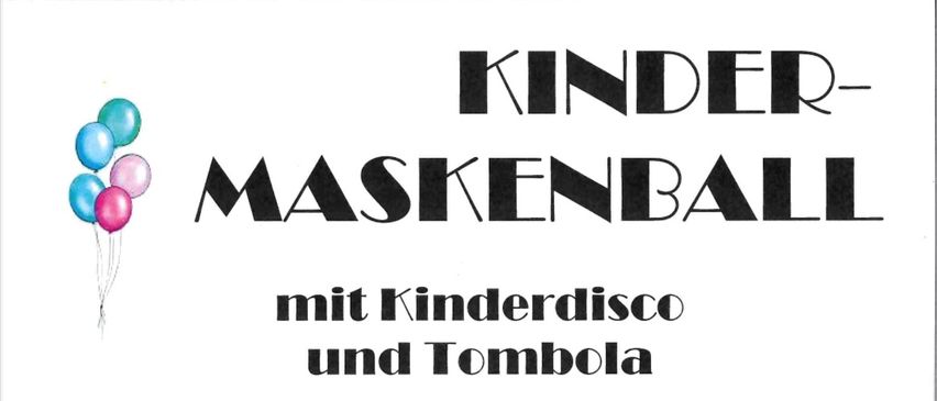 Plakat für eine Karnevalsveranstaltung mit Luftballons, einer Zeichnung von Kindern und dem Datum 15.02.2026. Es enthält Details über einen Kinderdisco, eine Tombola und freien Eintritt. Die Veranstaltung beginnt um 14:30 Uhr in Pfarheim.