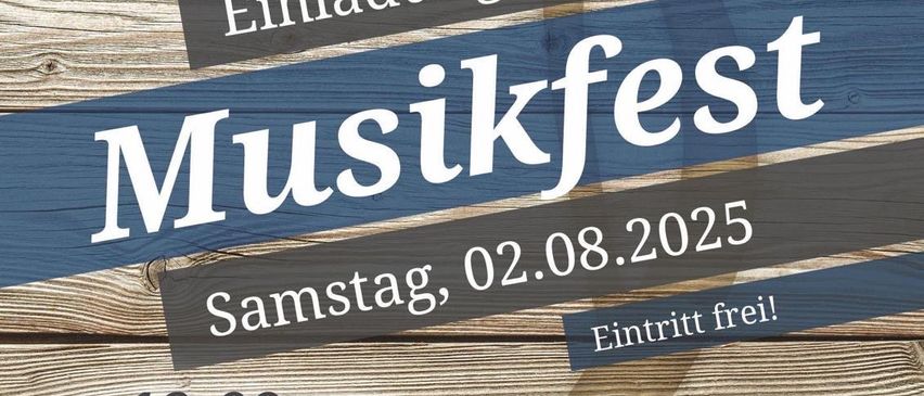 Werbeplakat für ein Musikfestival am 2. August 2025. Beginn um 19:00 Uhr mit Dorfmusikanten und um 21:00 Uhr mit Tombastich aus dem Chiemgau. Eintritt frei.