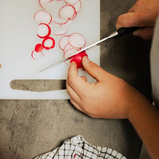 Image contains, Blade, Knife, Weapon, Screwdriver, Tool, Chopping Board, Food, Chopping Ingredients, Cooking, Person