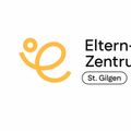 Das Logo für Eltern-Kind Zentrum St. Gilgen zeigt einen stilisierten gelben Buchstaben E und den Text Eltern-Kind Zentrum in Schwarz, mit St. Gilgen in kleinerem Text darunter.