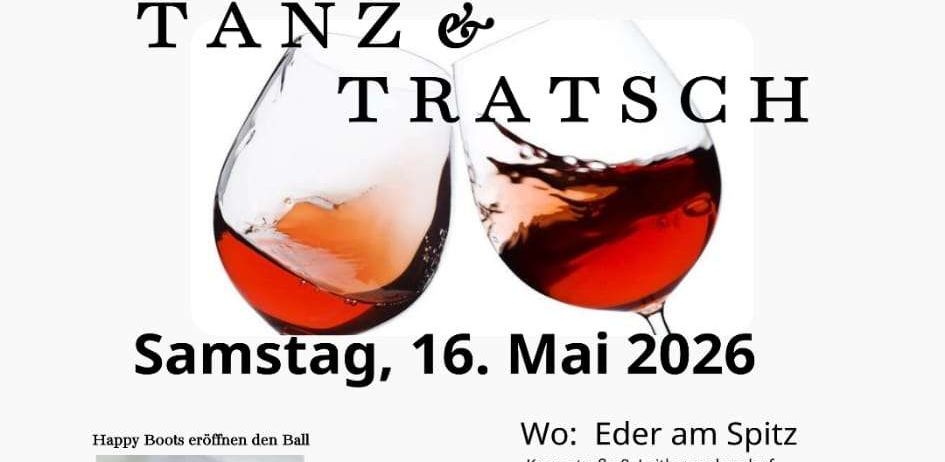 Werbeplakat für eine Tanzparty für Mädchen und Frauen. Sie findet am Samstag, 16. Mai 2026 in Eder am Spitz statt. Beginn 20:00 Uhr, mit Musik von DJ Chris. Eintritt frei.