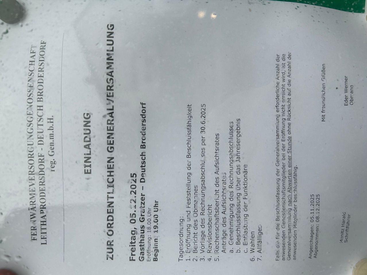 Dokument für die Generalversammlung am 05.05.2025 um 18:00 Uhr. Enthält Tagesordnung und Abstimmungsdetails.