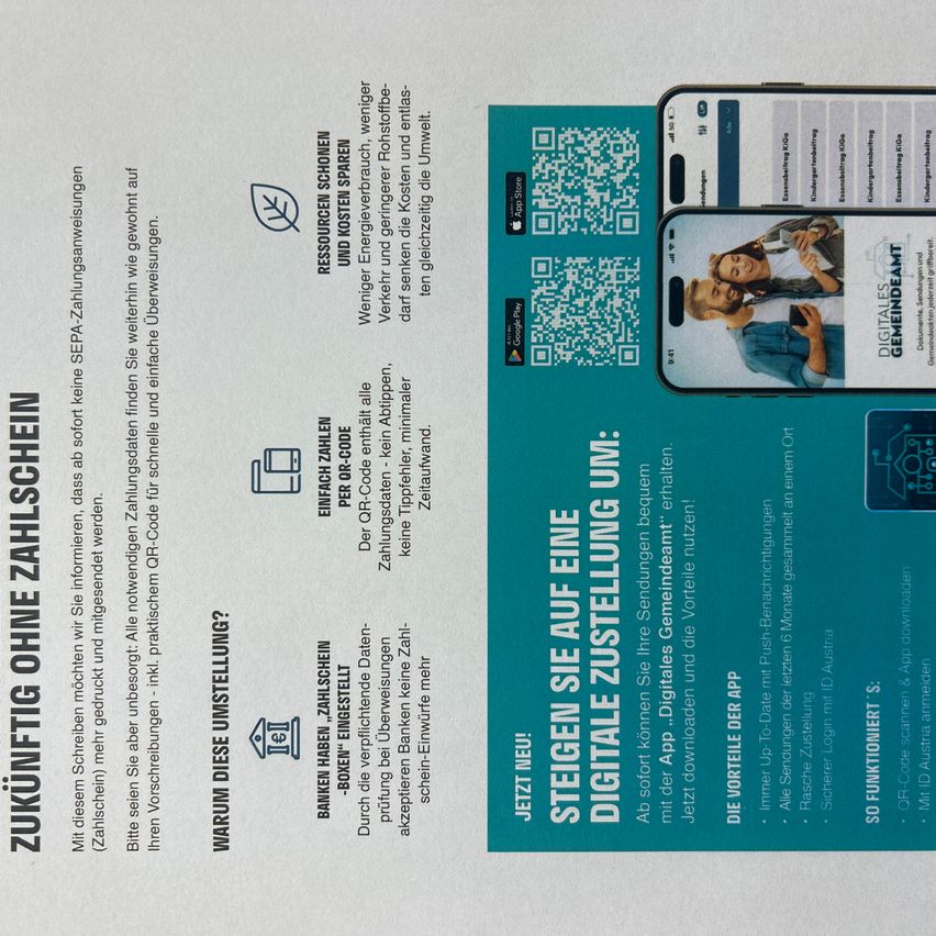 Werbung für eine mobile Banken-App. Zeigt zwei Handys mit einer App-Oberfläche und einem QR-Code. Der Text betont sichere Online-Banking und Kontoverwaltung. Es enthält einen QR-Code zum Scannen.