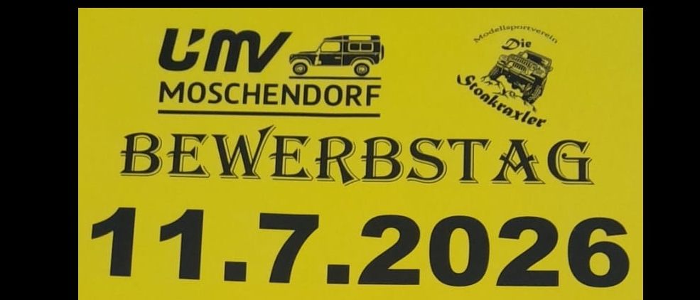 A yellow sign with bold black text reads '2. Lauf' and 'Stoakraxler Adventure Series'. The background is black.