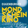 Plakat für das Eggenburger Mondscheinkino, ein Open-Air-Kino mit mittelalterlichem Flair. Das Plakat zeigt blaue und gelbe Farben und den Mond im Hintergrund.