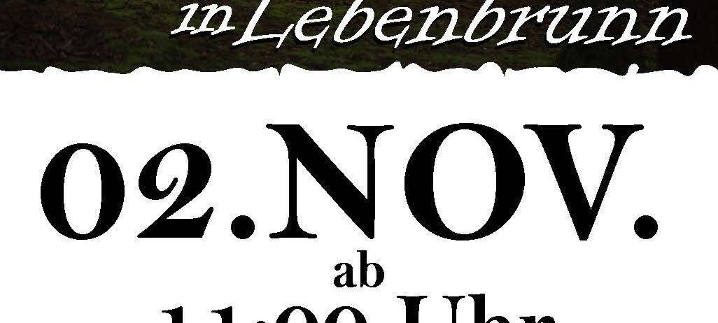 Werbeplakat für Wildbret in Lebenbrunn Veranstaltung am 2. November um 11:00 Uhr im Feuerwehrhaus.
