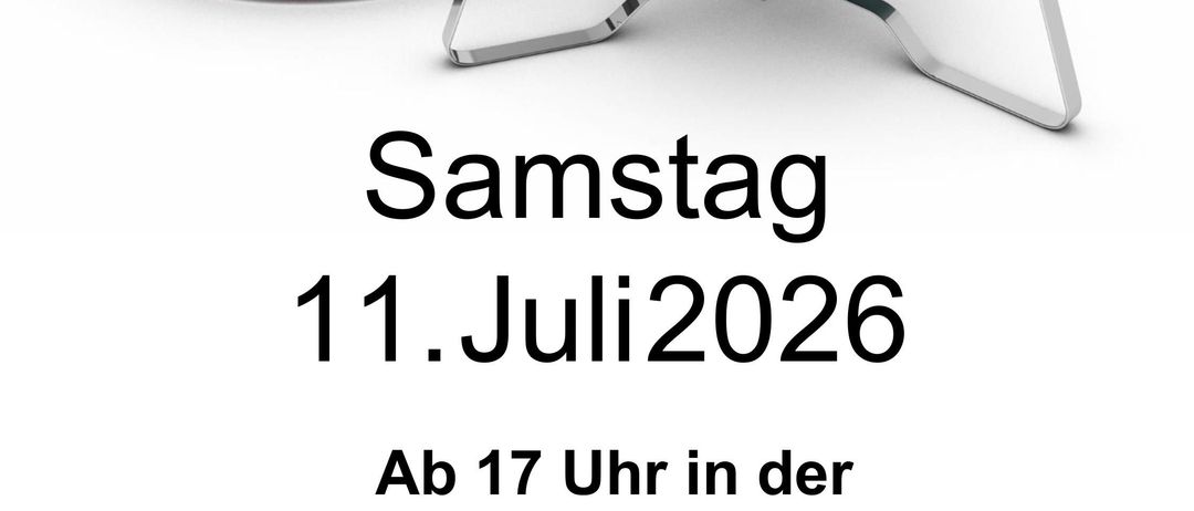 Eine Werbung für eine Samstagsveranstaltung am 11. Juli 2026 mit einem roten Grill mit Deckel. Der Text lädt zu einem Treffen um 17 Uhr in der Veranstaltungshalle ein. Die Veranstaltung wird von LEBENBRUNN Grill Masters und Bratwurstel gesponsert.