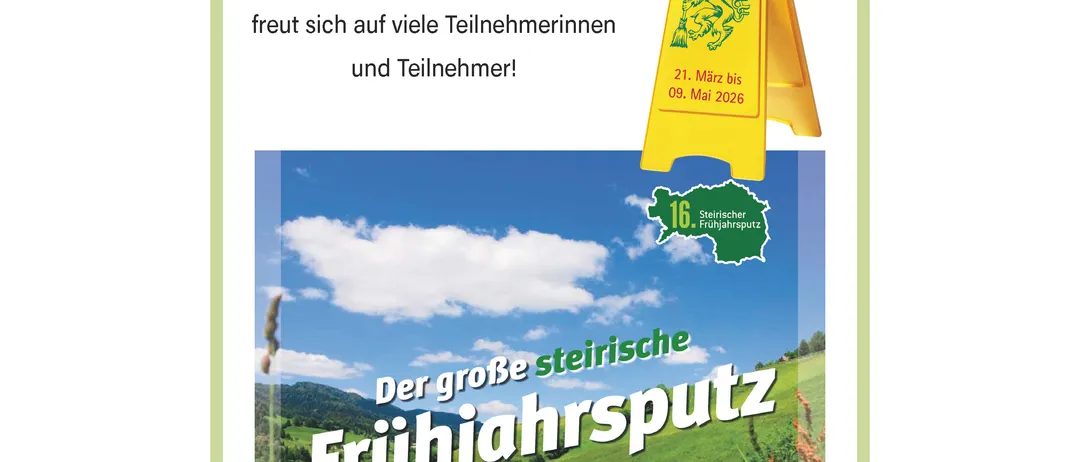 Plakat für den Frühjahrsmarkt in der Marktgemeinde Ilz am Samstag, 11. April 2026. Beginn um 08:00 Uhr, Ende um 11:00 Uhr. Würste, Getränke und viele Gespräche warten.