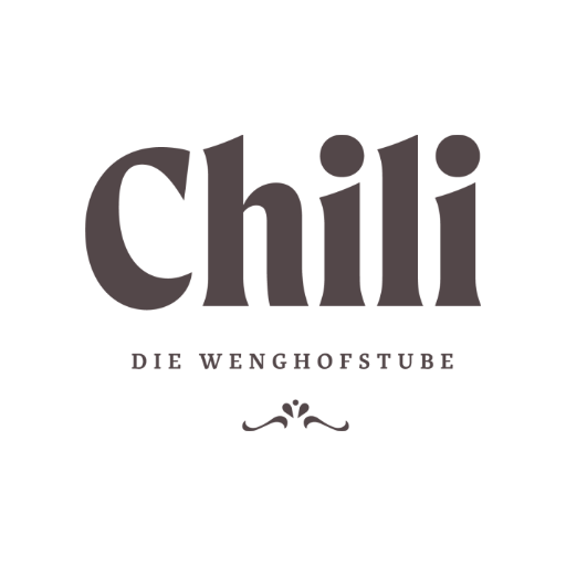 The logo for 'Chilli Die Wenghofstube' features a stylized, modern font with a decorative flourish below. The word 'Chilli' is prominently displayed in large letters, while 'Die Wenghofstube' is written in smaller text beneath it.