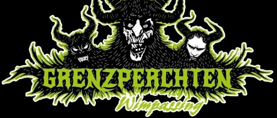 Poster for Grenzperichten Wimpassing event on November 15, 2025. It features three demon faces and mentions the start time as 16:00, with an event running at 18:30. Location is Heuriger Blumel, Feldgasse 15, 2485 Wimpassing. Food and drinks are provided.