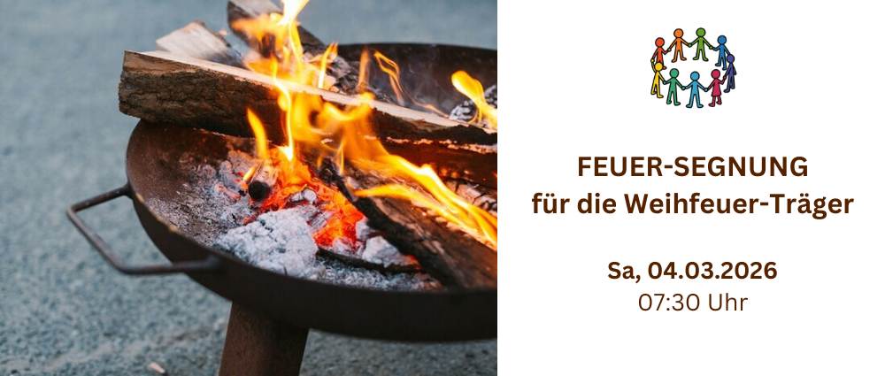 Ein Bild eines Feuerkorbs mit brennendem Holz und Flammen, für ein Ereignis am 4. März 2026 um 7:30 Uhr terminiert.
