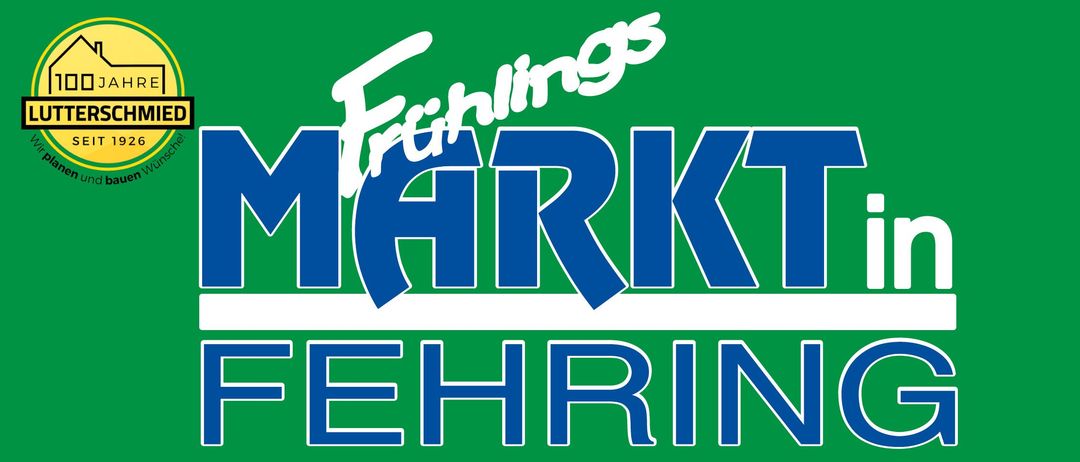 Plakat für 'Markt in Fehring'. Zeigt ein Bild von Leuten auf einer Achterbahn und fünf Männer in Anzügen. Veranstaltung am Sonntag, 12. April um 20 Uhr.