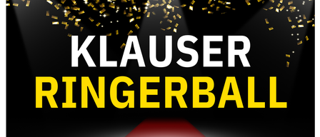Veranstaltungsplakat für Klauser Ringerball. Datum: 17. Januar 2026. Ort: Winzersaal Klaus. Einlass ab 20 Uhr. Ticket: 23 EUR. Beinhaltet Eintritt, Show und Musik von Feinsten, Supreme und DJ in der Kellerbar. Kontakt: Robert Unterlerchner.