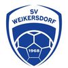 Das Logo des SV Weikersdorff, eines 1968 gegründeten Fußballvereins. Es zeigt einen Schild mit einem Fußball im Zentrum.