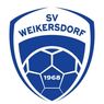 Das Logo des SV Weikersdorff, eines 1968 gegründeten Fußballvereins. Es zeigt einen Schild mit einem Fußball im Zentrum.