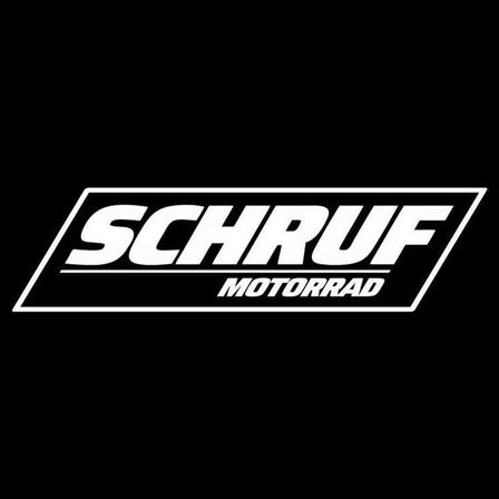 Der schwarze Hintergrund zeigt das weiße Logo für Schuf Motorrad, wobei 'Schuf' in fetten Großbuchstaben und 'Motorrad' darunter in kleineren Großbuchstaben steht.