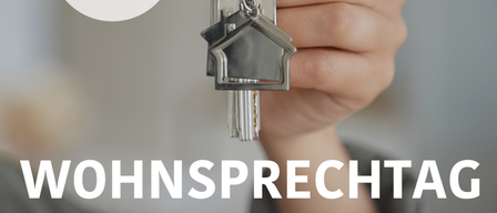 Das Bild zeigt eine Hand, die Schlüssel hält, mit der Ankündigung eines Wohnsprechtags am 9. Februar 2026 von 17:00 bis 19:00 Uhr. Das Logo der Gemeinde Ansfelden ist sichtbar.