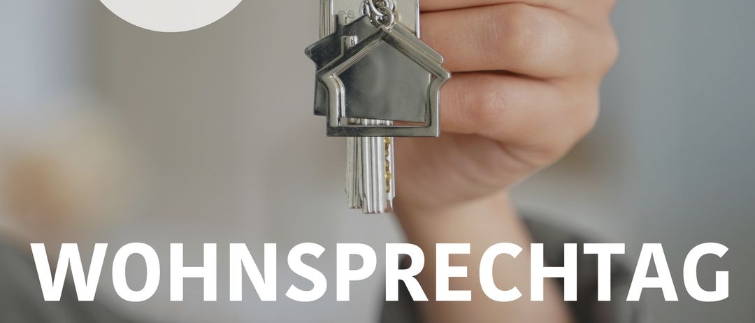 Ein Plakat für einen Wohnsprechtag am 16. März 2026 von 17:00 bis 19:00 Uhr. Keine vorherige Anmeldung erforderlich.