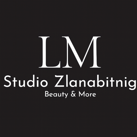 Auf schwarzem Hintergrund ist weißer Text zu sehen. Der Text lautet 'LM Studio Zlanabitnig Beauty & More'.