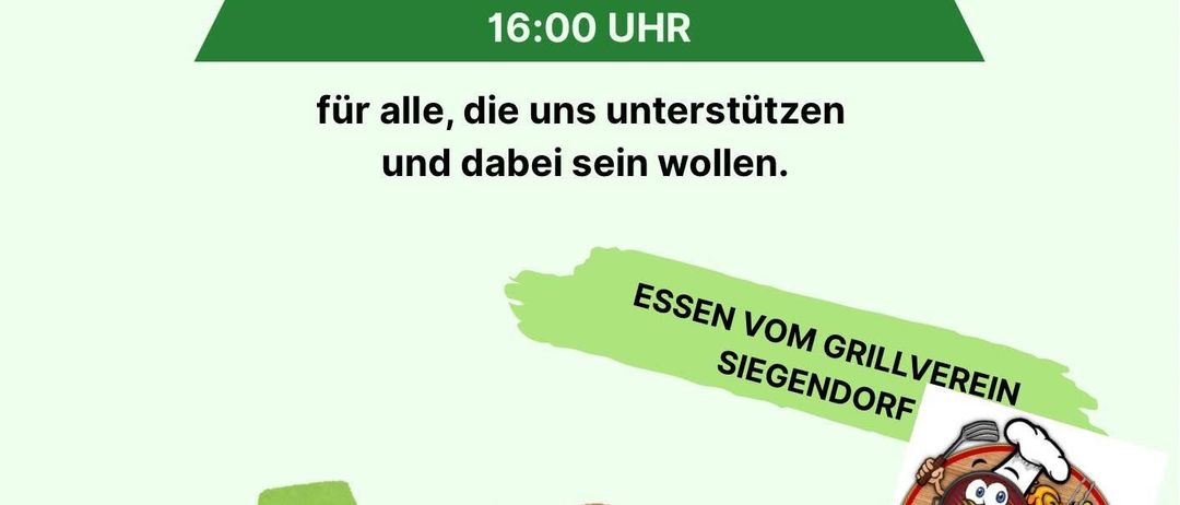 Eine Einladung für ein Grillfest am 16. August 2025 um 16:00 Uhr. Das Event ist für diejenigen, die unterstützen und dabei sein möchten.
