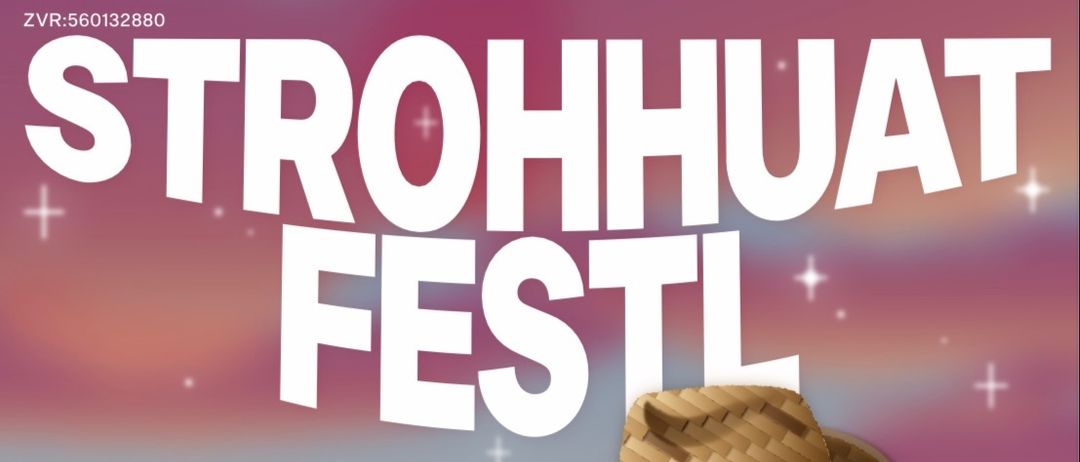 Ein Plakat bewirbt ein kostenloses Eintrittsevent am 16. August um 18:00 Uhr. Es zeigt einen Strohhut und Schilder mit Texten wie 'EINTRITT FREI', 'MIT LIVE MUSIK', '16.08', '18:00' und 'DORFPARK LICHENDORF'. Das Bild hat einen farbenfrohen Farbverlaufshintergrund.