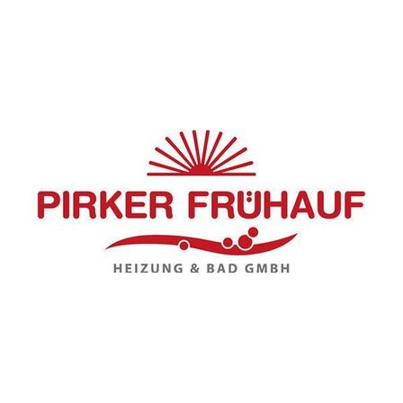 Das Logo von Pirker Fruhauf zeigt eine stilisierte Sonne mit Strahlen, zusammen mit dem Firmennamen in fetten roten Buchstaben und dem Text 'Heizung & Bad GmbH' darunter.