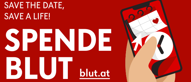 Plakat für Blutspende-Event am 20.05.2026 in VAZ Bruno, Franz Weiss Platz 7. Zeitfenster 11:00-14:00 und 15:00-19:00. Veranstalter: Rotes Kreuz, LV NÖ. Kontakt: 059144/64400. QR-Code für Terminbuchung.