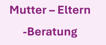 The image shows text in German, 'Mutter - Eltern - Beratung', displayed on a pink background.