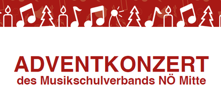 Plakat für ein Adventskonzert des Musikschulverbandes NO Mitte. Es findet am Samstag, 13. Dezember 2025, um 17 Uhr in der Pfarrkirche Kapelln statt. Der Eintritt ist frei.