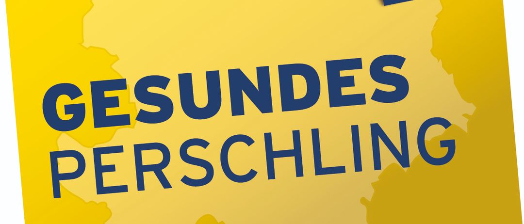 Gelber Plakat mit einer Karte einer Region, beschriftet als Gesundes Perschling. Ein blauer Aufkleber mit dem Buchstaben N und dem Text Niederosterrerich ist am Plakat angebracht. Die Website www.noetutgut.at ist unten sichtbar.