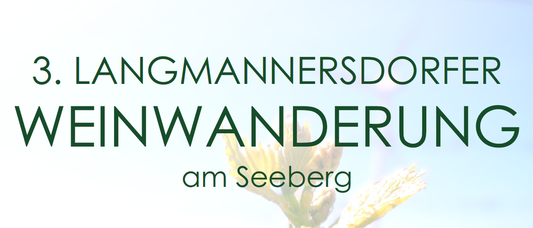 Text lautet 'ANGMANNERSDO NWANDERU am Seeberg' mit einer gelben Blume im Vordergrund.