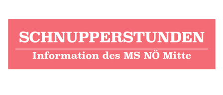 Ein roter Banner mit weißem Text zeigt 'Schnupperstunden'. Darunter steht der Text 'Information des MS NO Mitte'.